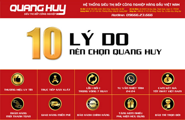 Lý do nên chọn mua thiết bị bếp tại Quang Huy