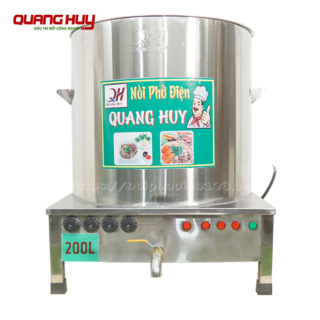 Nồi inox nấu phở bằng điện 200 lít Quang Huy