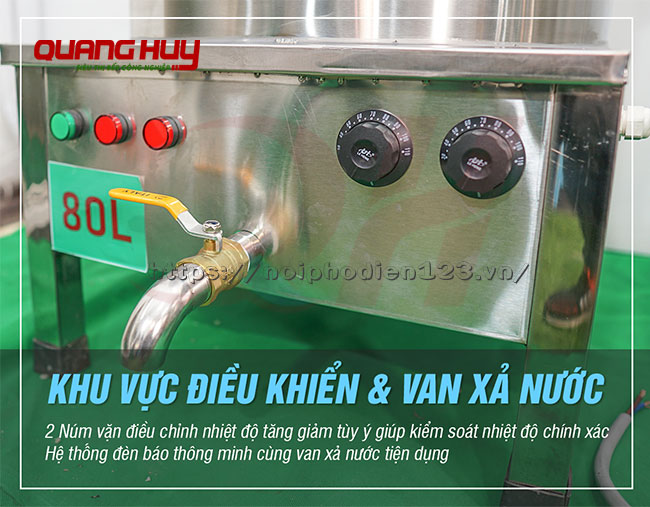 Van xả nước nồi phở điện inox 80 lit