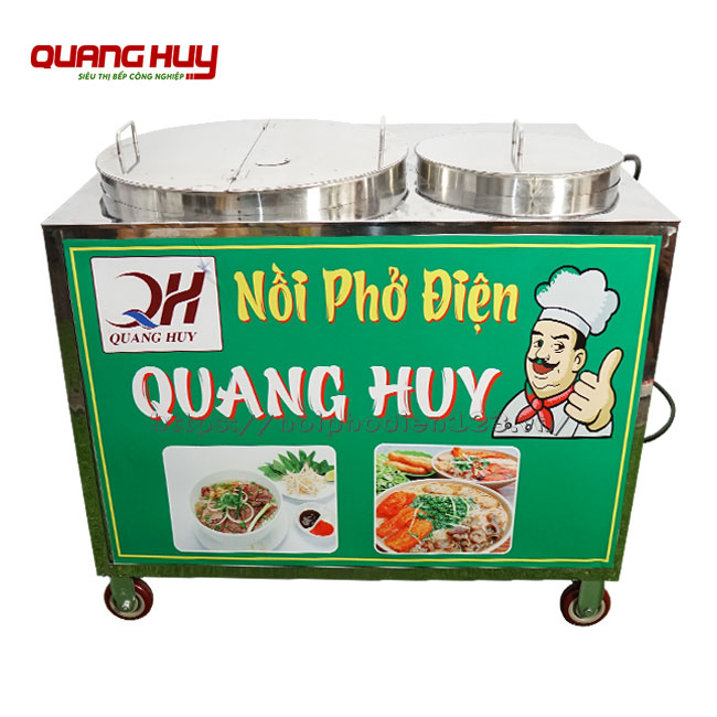 Bộ 2 nồi nấu phở chung bệ có bánh xe Quang Huy