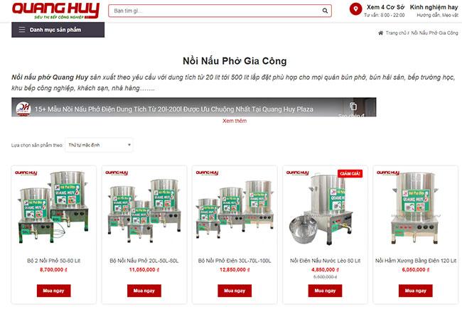 Tất cả mẫu nồi phở điện Quang Huy hiển thị tại website noiphodien123.vn