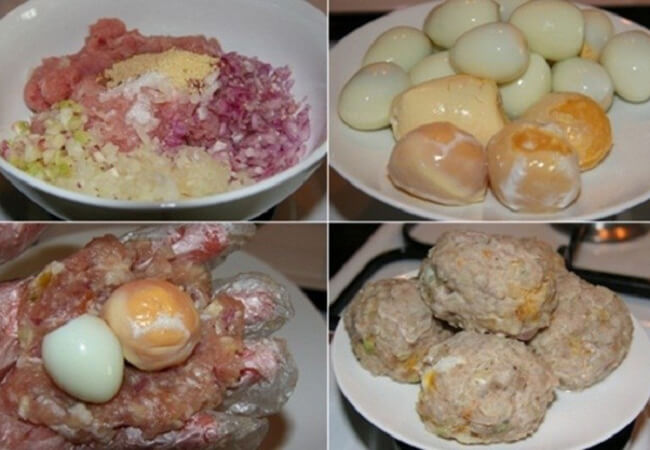 Làm nhân bánh bao với thịt, trứng và mộc nhĩ 