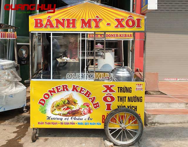 Xe bán hàng Quang Huy mấu mới- kèm ngăn tủ đựng đồ rộng