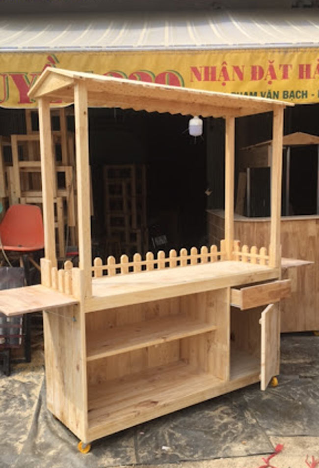 Xe bán cafe lưu động làm từ chất liệu gỗ