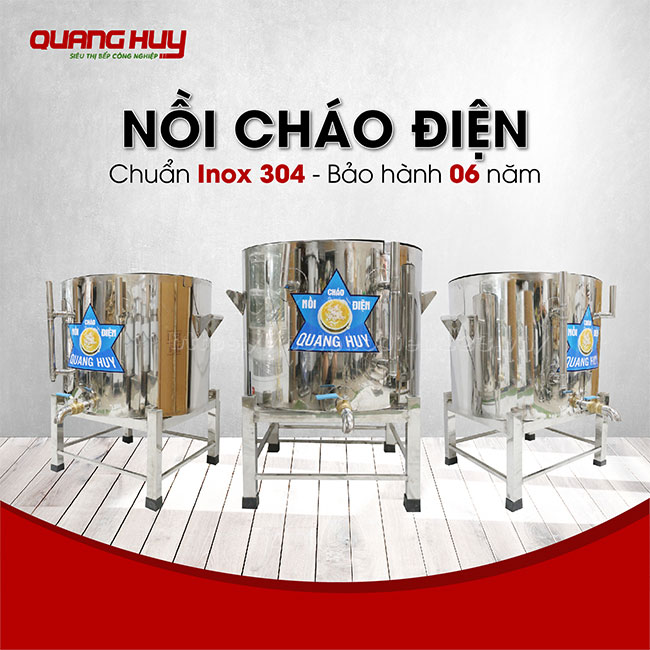 Chất liệu nồi cháo công nghiệp inox 304 có giá thành cao hơn