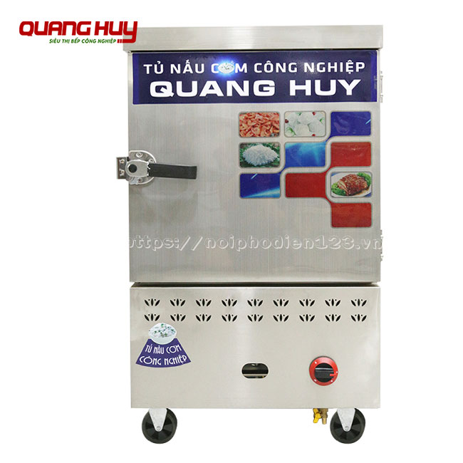Tủ nấu cơm, hấp thực phẩm công nghiệp bằng điện và gas 6 khay Quang Huy