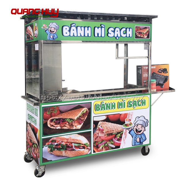 Xe đẩy bán bánh mì Thổ Nhĩ Kỳ ( Doner Kebab ) Inox 304 Quang Huy, xe bán đồ ăn vặt, tủ bán đồ ăn vặt, tủ bán hàng ăn vặt, xe bán đồ ăn vặt đẹp, tủ kính bán đồ ăn vặt, xe bán đồ ăn vặt giá bao nhiêu, xe đồ ăn vặt, tủ ăn vặt, mẫu xe bán đồ ăn vặt