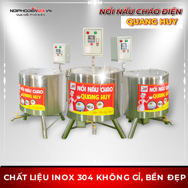 Nồi điện nấu cháo công nghiệp Quang Huy chất liệu inox 304
