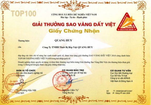 Giải thưởng Quang Huy nhận được trong năm 2016
