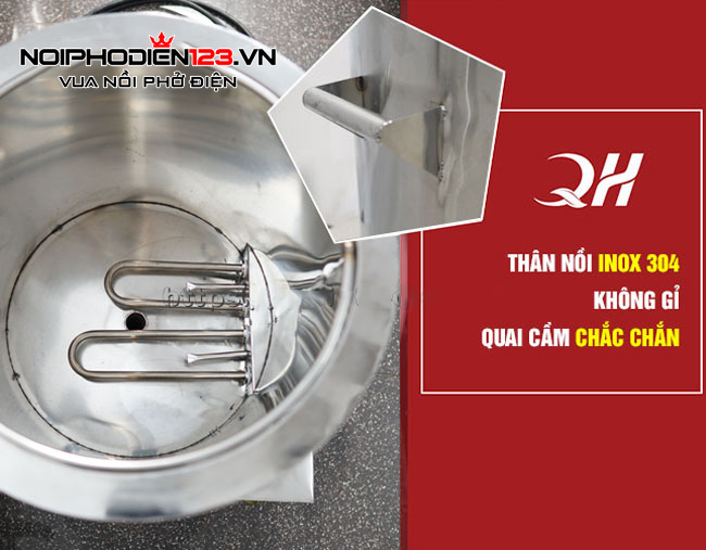 Thân nồi phở inox 304 dày không gỉ, sáng bóng