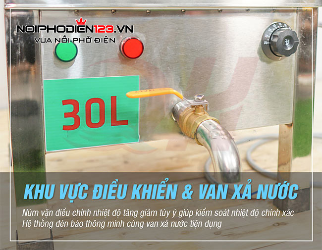 Van xả nước nồi phở điện 30 lit Quang Huy