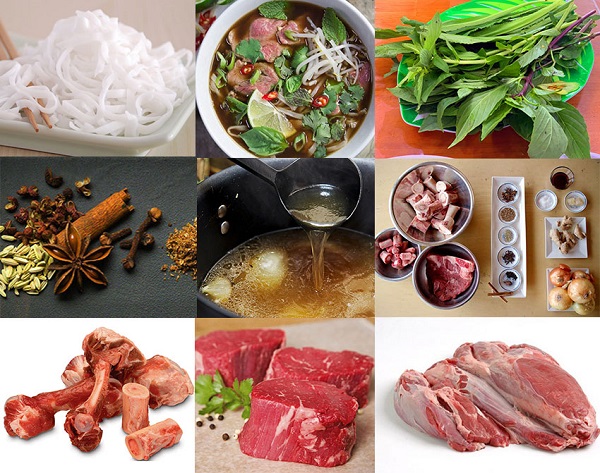 Nguyên liệu nấu món phở bò Hà Nội
