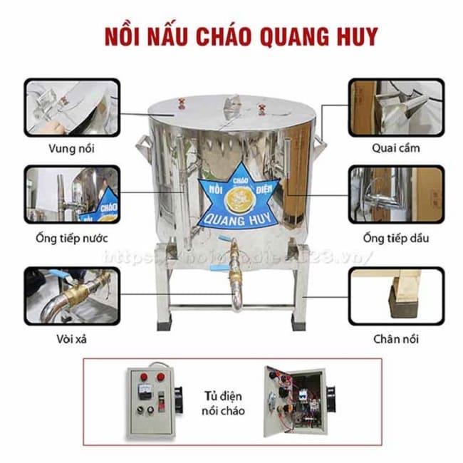 Cấu tạo nồi nấu cháo điện Quang Huy Cấu tạo nồi nấu cháo điện Quang Huy