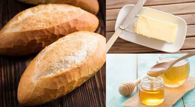Những nguyên liệu cần chuẩn bị, nguyên liệu làm bánh mì bơ mật ong 