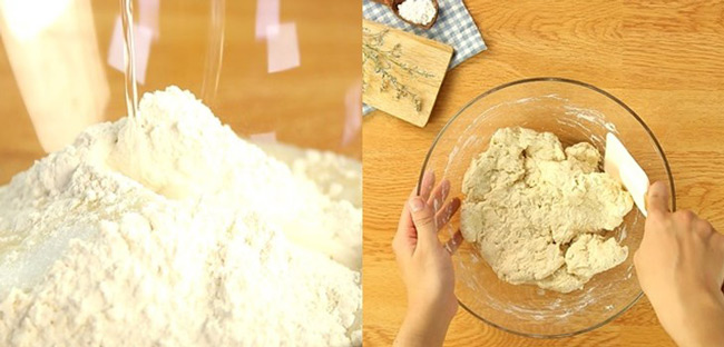 Trộn hỗn hợp bột, bột làm bánh mì