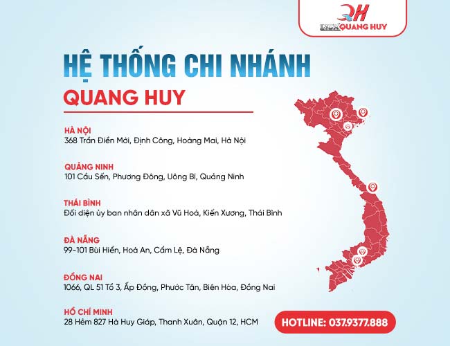 Hệ thống showroom của Quang Huy trên toàn quốc