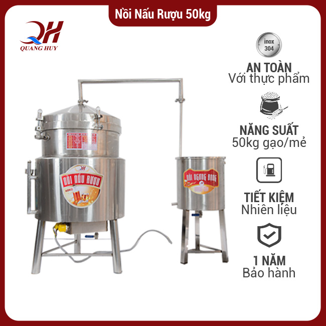 Báo giá nồi nấu rượu 50kg bằng điện mới nhất Quang Huy
