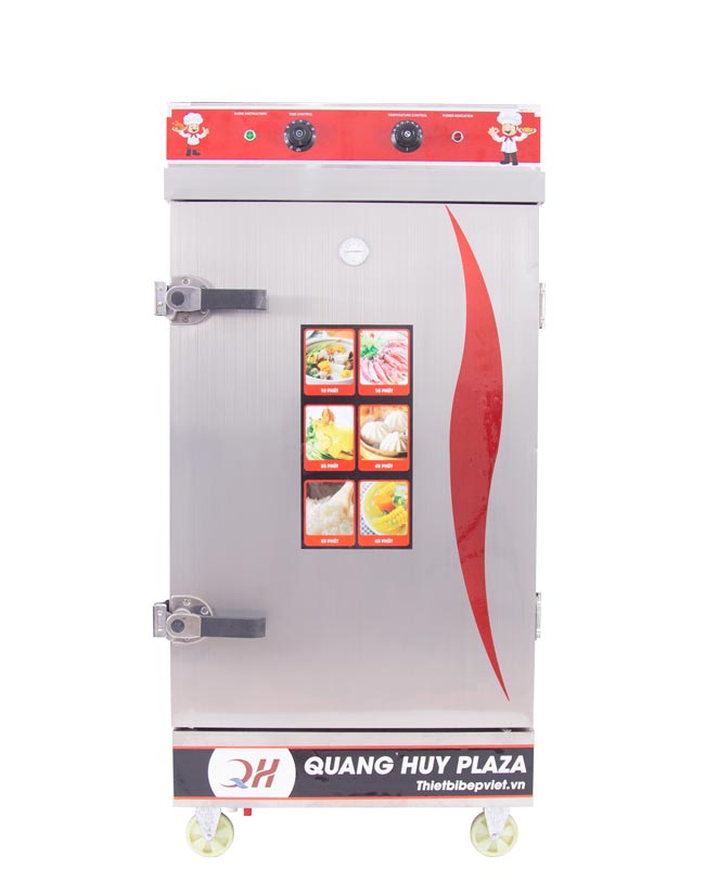Tủ hấp bánh bao 10 khay điện có điều khiển Quang Huy 