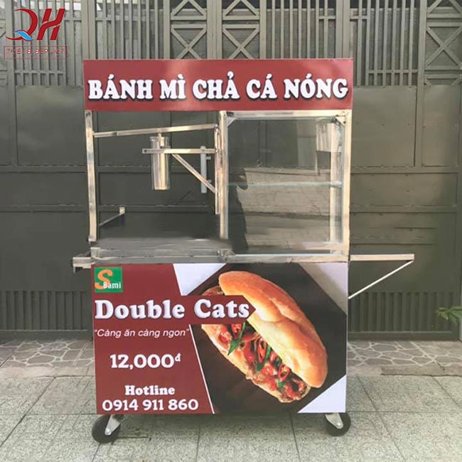 Xe bánh mì chả cá 1m Quang Huy không mái