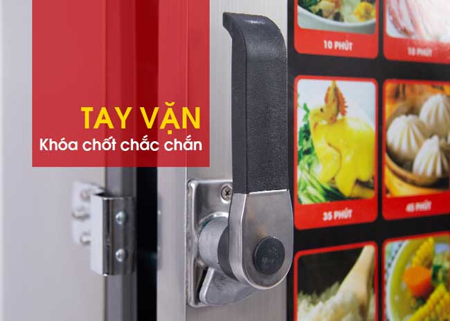 Tủ cơm điện Quang Huy có tay cầm thiết kế dễ đóng mở