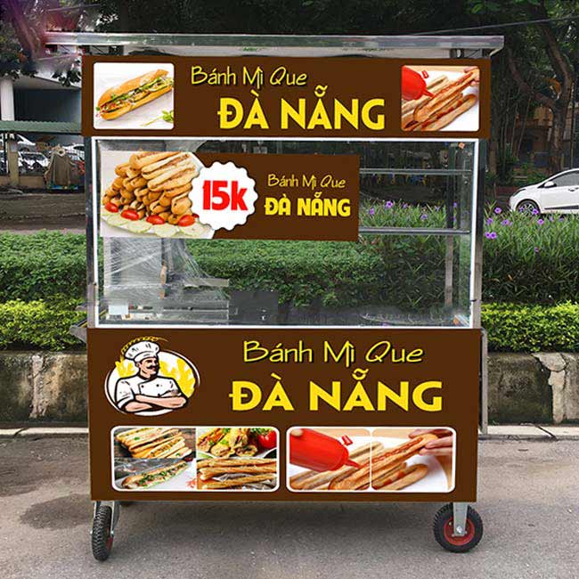 Mẫu xe bán bánh mì có lò nướng Quang Huy