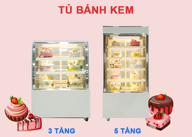 tủ bánh kem phân loại theo số tầng
