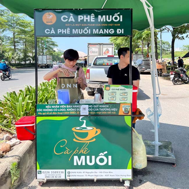 xe bán cafe muối decal xanh
